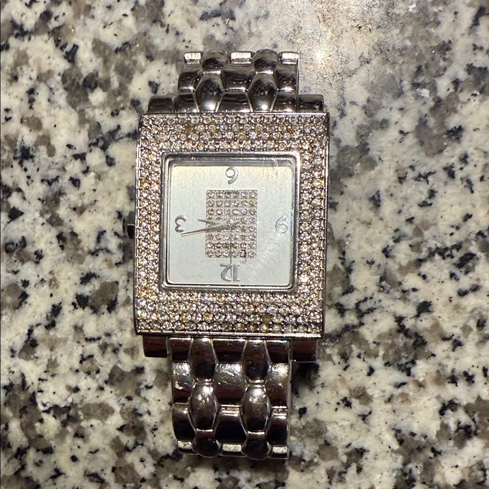 Silver Luxury Watch with Crystal Accents